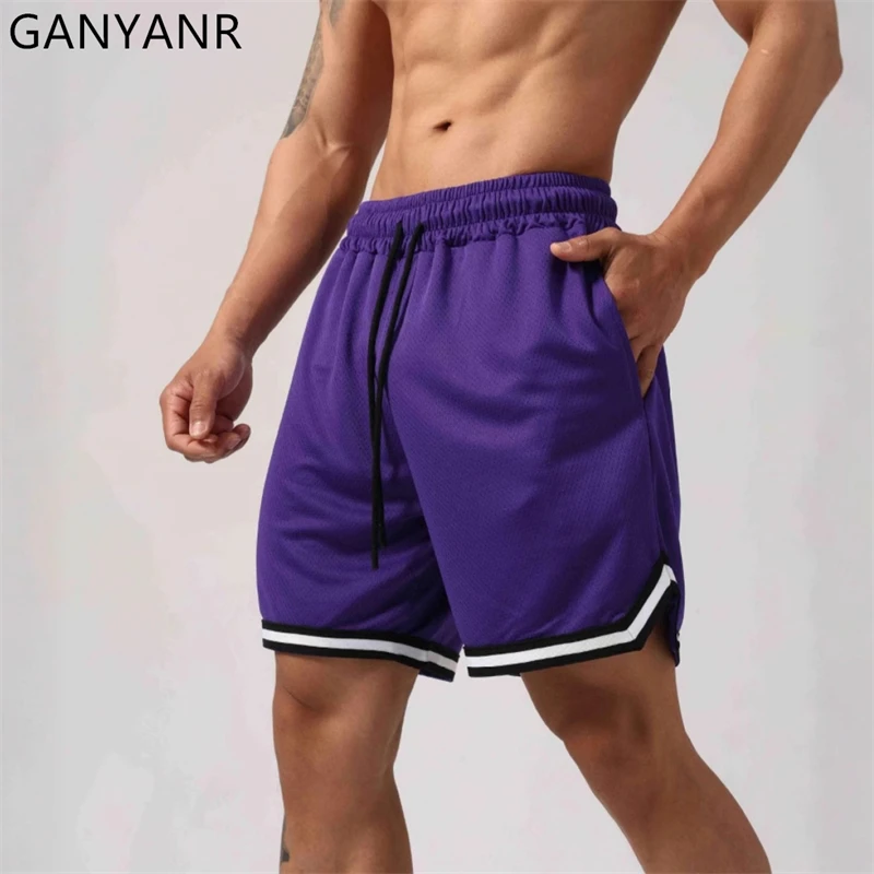 GANYANR Basketball Running Shorts Men Sportswear Gym Sports Crossfit Summer Leggings Athletic Training Exercise Active Wear