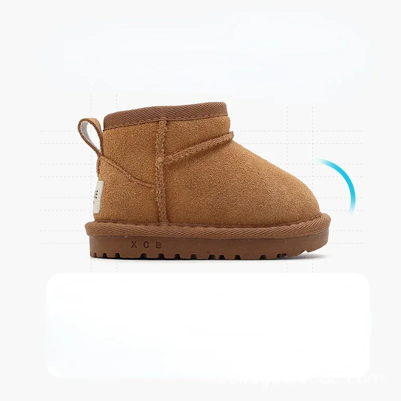 Children Winter Suede Upper snow Boots Baby kids Warm Soft Toddler ankle Boots Boys Girls Fashion plush Cotton Shoes size 16-30