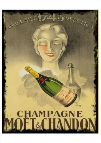 Vintage Champagne Advertising poster reproduction metal sign Champagne Sign