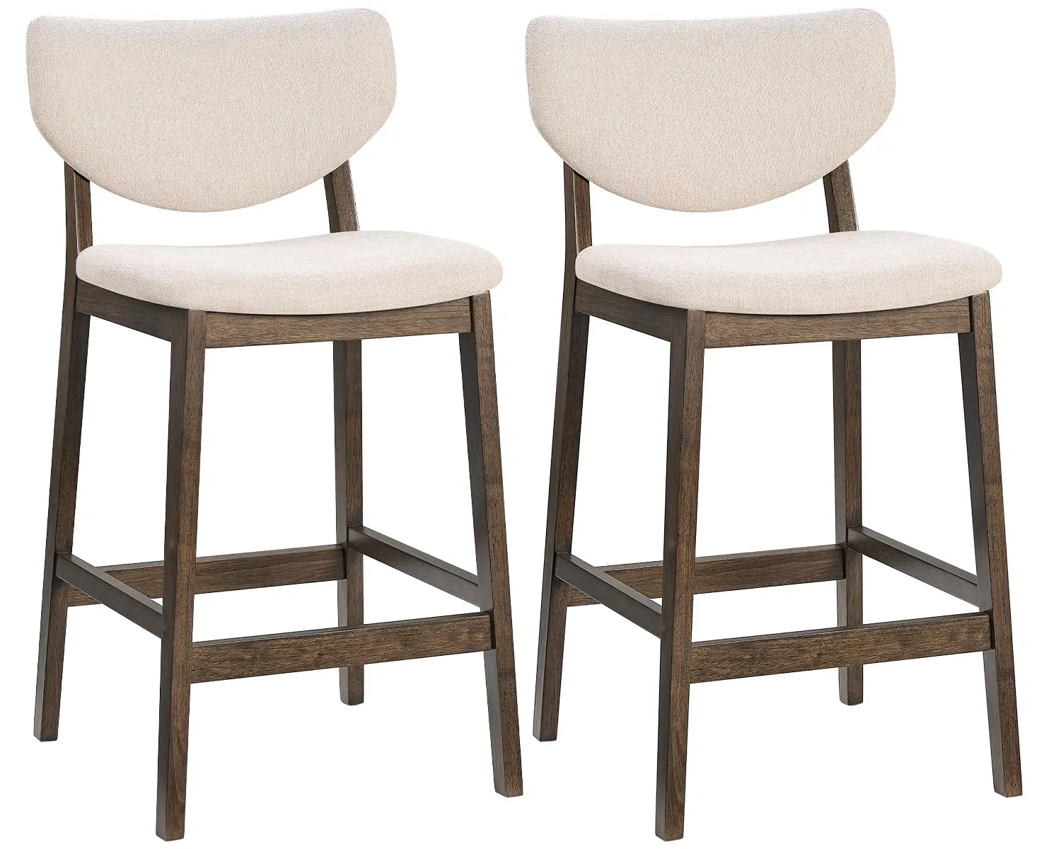 26 Inch Kitchen Counter Height Barstools Set of 2, Walnut & Beige, Customized