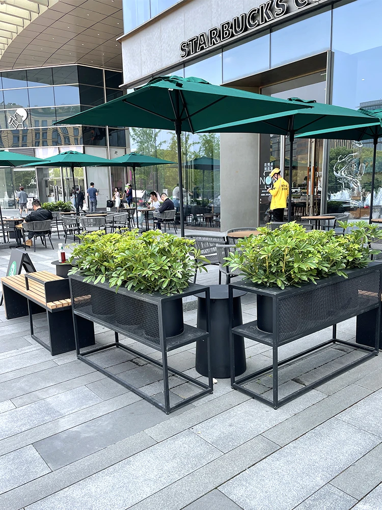 Coffee milk tea dessert shop outdoor finished flower box restaurant catering outer pendulum partition fence flower