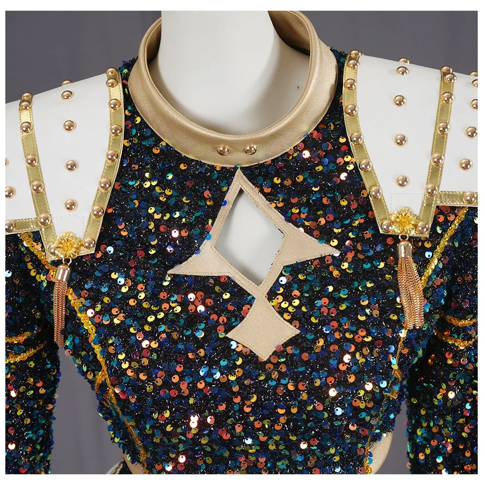 أزياء رومي زوي ميرا التأثيرية للأطفال البنات باللون الأسود والذهبي مجموعة أزياء KPop شيطان الصيادين لحفلات الهالوين