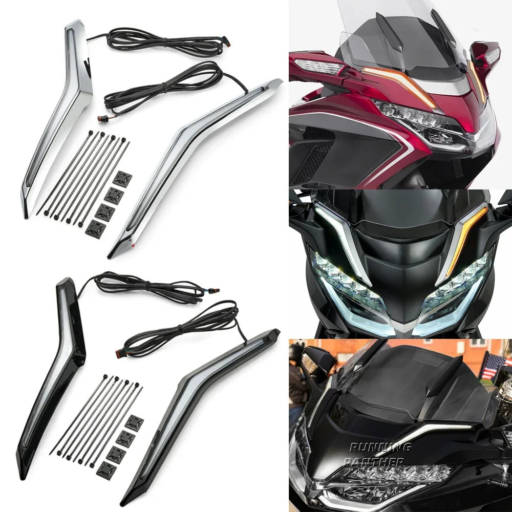 Motorcycle Strike Windshield Trim Lamp Turn Signal Brake LED Light For Honda Gold Wing GL 1800 GL1800 Tour DCT Airbag 2018-2023