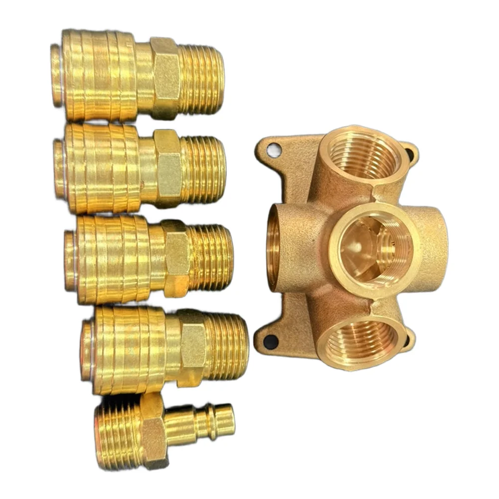 Wall Mount G1/2 Five Port Air Hose Connector for Reliable Air Flow Routing in Production and Maintenance Areas