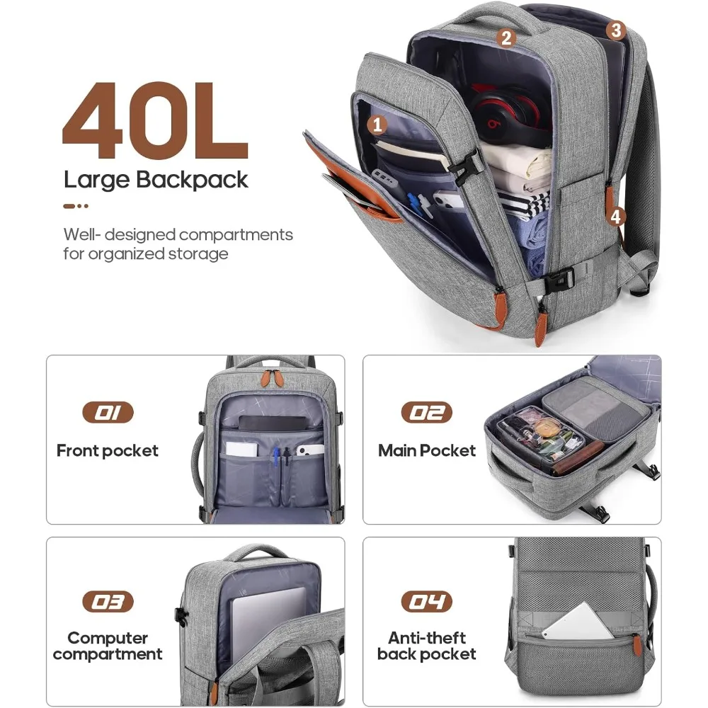 3 Piece Hardside Spinner Luggage Set with TSA Lock, 20 Inch Carry On, Durable Suitcase for Travel