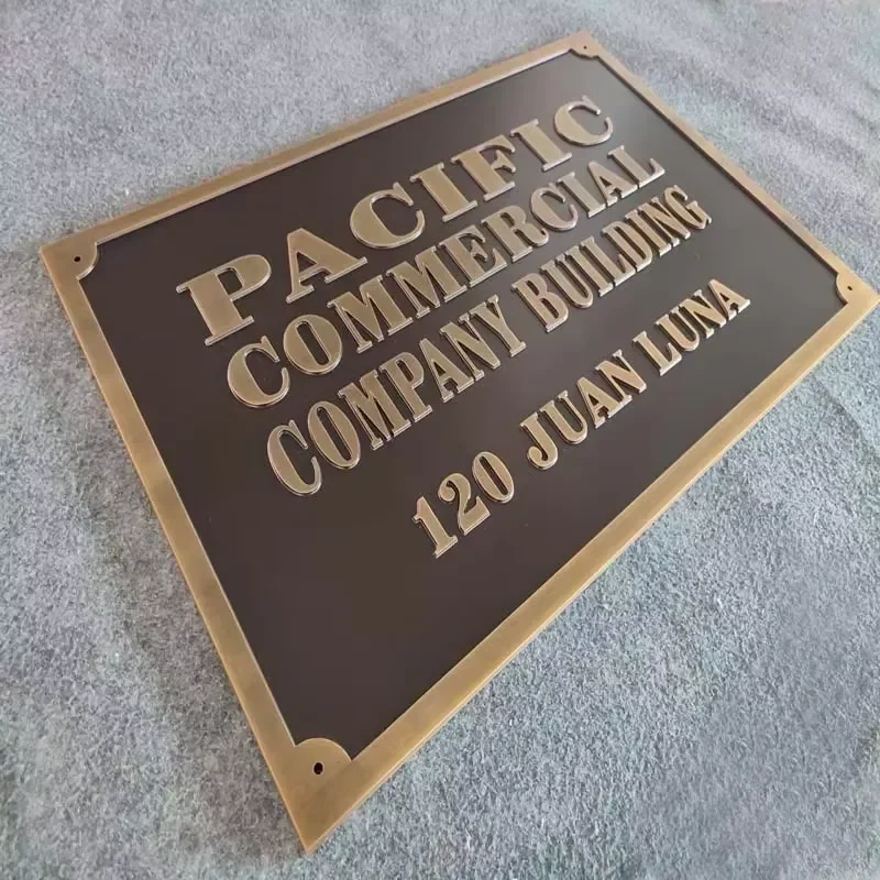 Hongsen Custom Brass Memorial Plaque Hotel Door House Number Decorative Engraved Metal Name Bronze Plaque