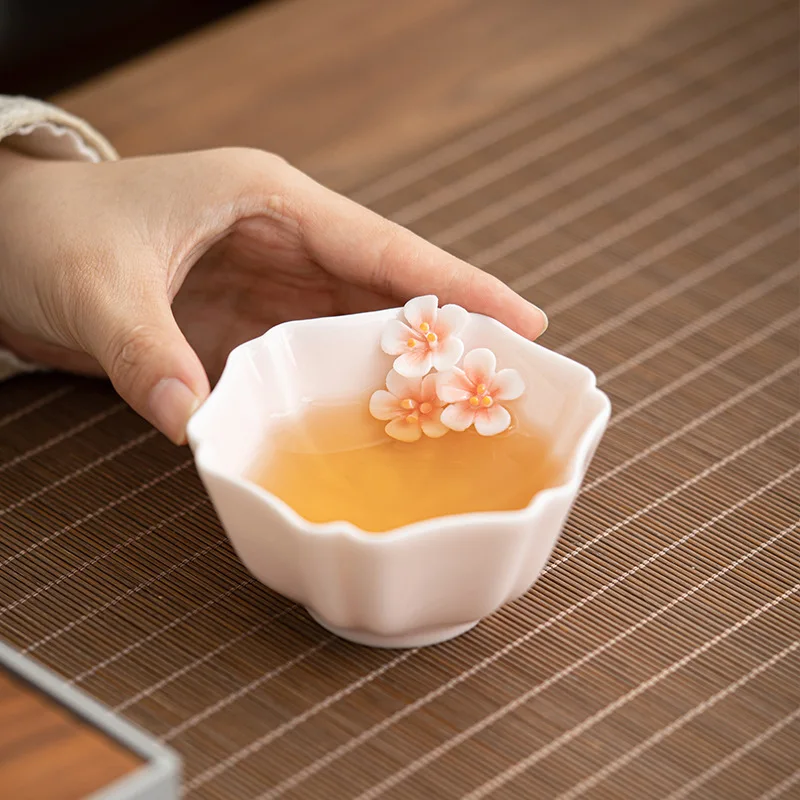 

Pinch flower petal cup girls pink tea cup Chinese single tea cup personal exclusive master cup tea cup