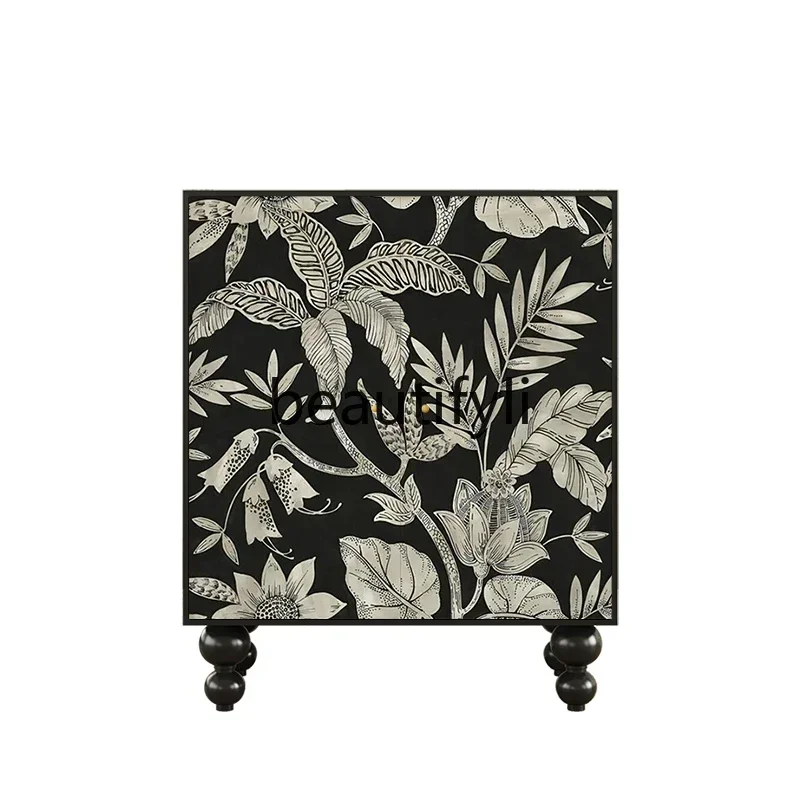 French retro pattern shoe cabinet entrance entrance storage storage integrated opposite door decorative cabinet