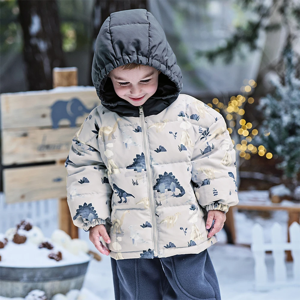 Dave Bella Children Short Down Jacket Autumn Winter Boy Warm Hooded Jacket Waterproof Pattern Print Children Clothing DB4253672