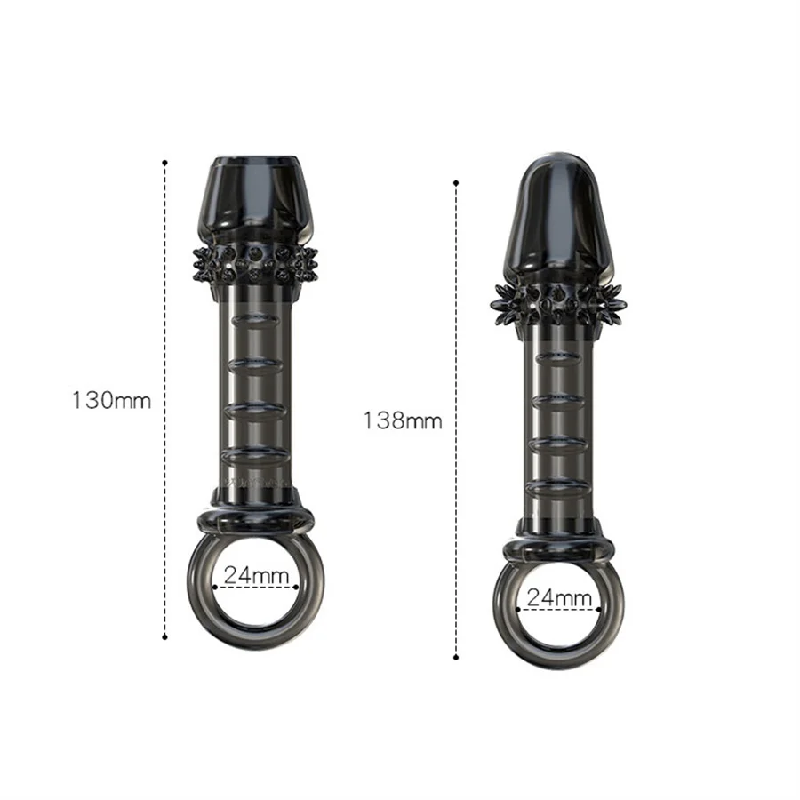 Silicone Reusable Condoms Adult Supplies Bdsm Bondage Male Penis Sleeve Delayed Ejaculation Cock Rings Sex Toys For Couples