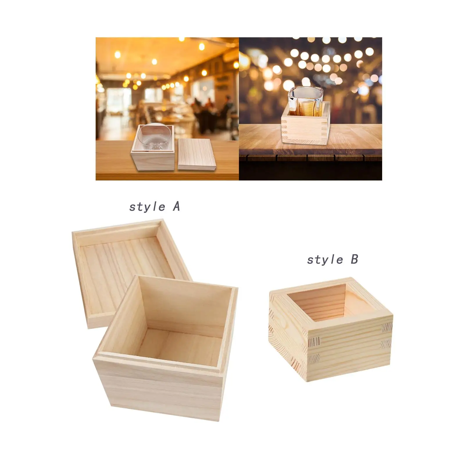 Wood Square Storage Box Organizer for Jewelry Crafts Collectibles Gift Container with Lid Decorative - view 6
