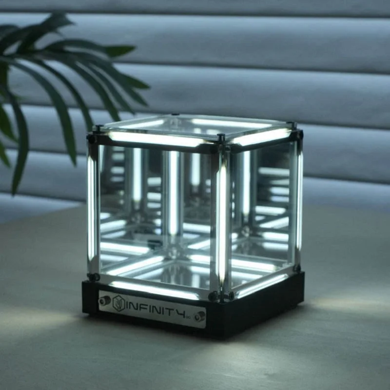

4D Gaming Atmosphere Light Cyber Infinite Cube Mirror Tech Desktop Abyss Lamp Creative Ornament Glowing Geek Gift for Bedroom