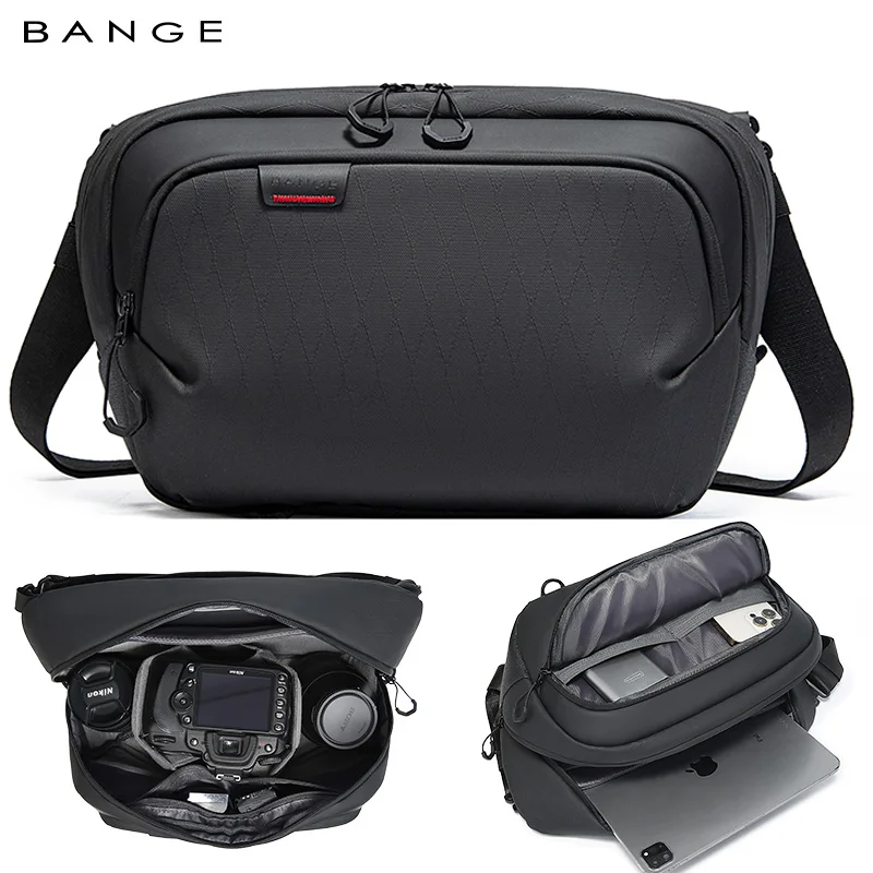 BANGE Soft Camera Bag Oxford Shoulder Bag Portable Shockproof Camera Case for Nikon Sony Canon, with Fasteners for Tripot