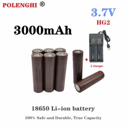 100% actual capacity INR 18650HG2 3.7V 3000mAh, 18650 flat top rechargeable multifunctional lithium battery+USB charger