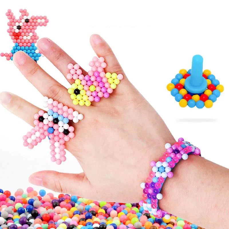 9600pcs Magical Water Mist Magic Beads Puzzle with Making Perlen Tool Child Handmade DIY Making Water Sticky Pegboard Beads Gift