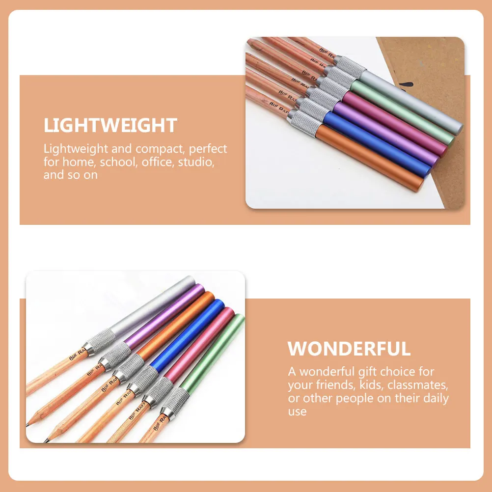 

6 шт. удлинители для карандашей, металлические удлинители для карандашей, портативные школьные и офисные художественные аксессуары для рисования, студенческие канцелярские принадлежности