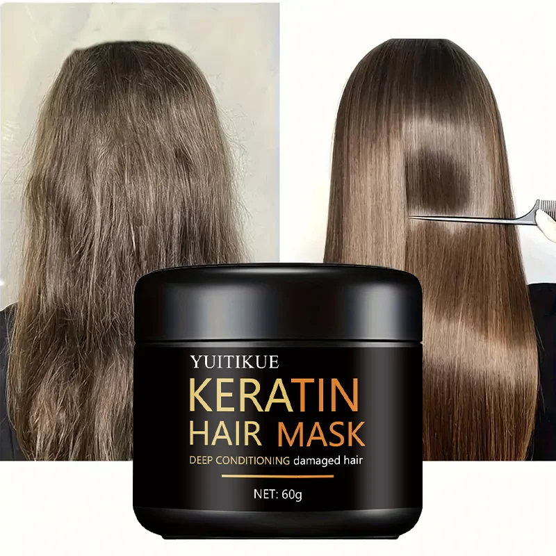 Keratin Hair Mask 60g - Deep Conditioning for Damaged Hair, Fast Absorption & Non-Sticky, Smooth & Shiny Results