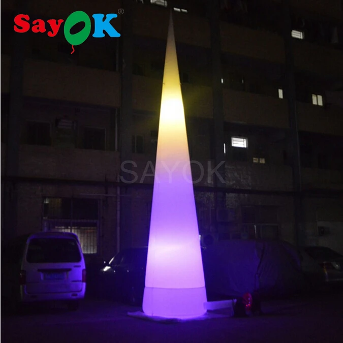 

SAYOK Giant 23-feet Inflatable LED Cone Inflatable Advertising LED Decoration Glow in the Dark with Blower