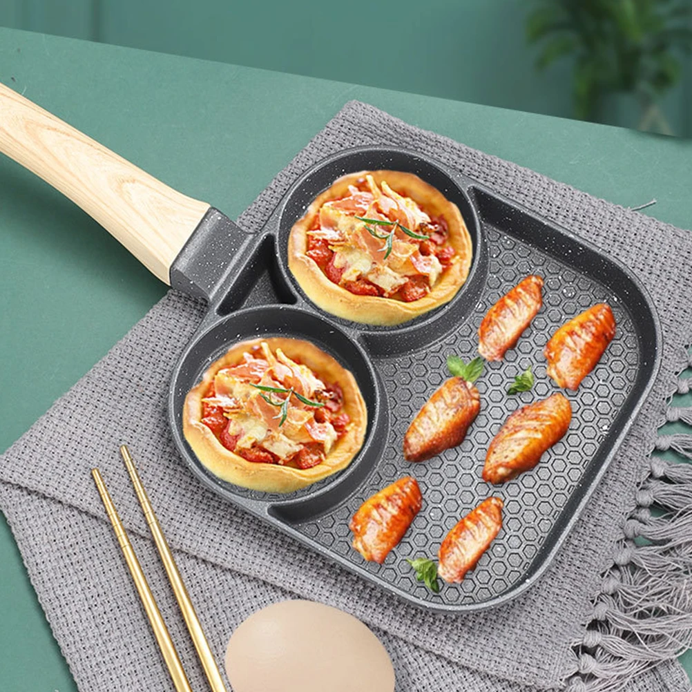

3-Compartments Fried Egg Pan Non-Stick Split Frying Pan Kitchen Multi-Function Breakfast Cooking Tool Heat Transfer