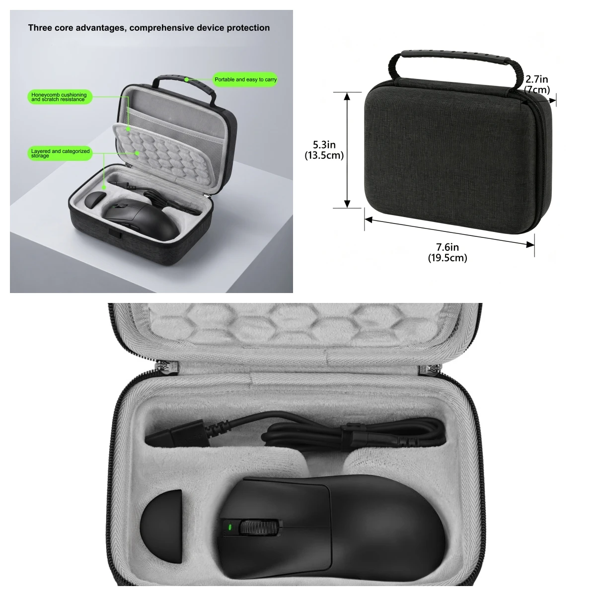 Hard EVA Carrying Case For Razer Viper V4 Pro/V3 Pro,Shockproof Scratchproof Honeycomb Cushion Travel Storage Protective Bag