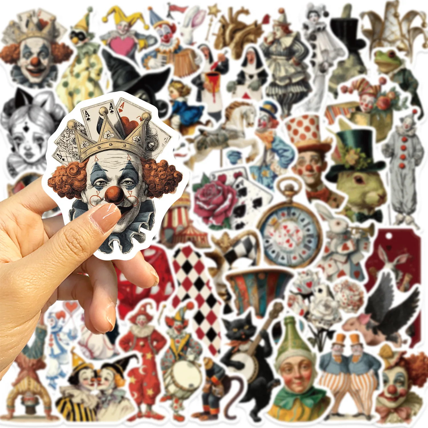 50 PCS Cartoon Weird Circus Theme Fun Graffiti Stickers Scrapbook Guitar Notebook Luggage Water Cup Waterproof Decals