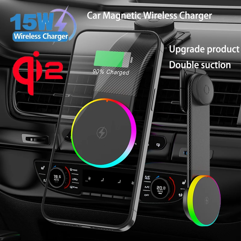 

Магнитное беспроводное автомобильное зарядное устройство Qi2 30 Вт для iPhone 16 15 14 13 Pro Max Samsung Xiaomi OPPO Air Vent Автомобильный держатель для телефона