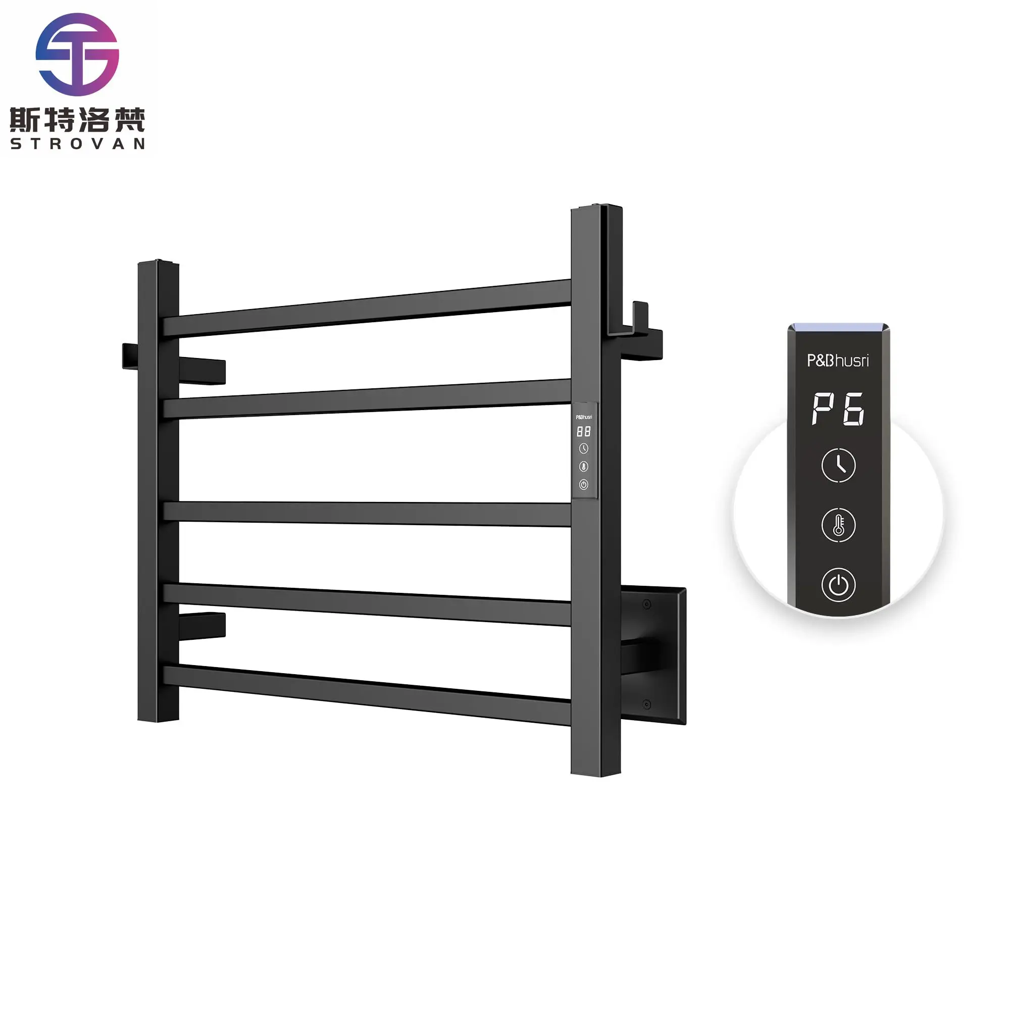 

Wall-mounted Stainless Steel Electric Towel Drying Rack with Heater Temperature Control & Timer for Bathroom for Hotels