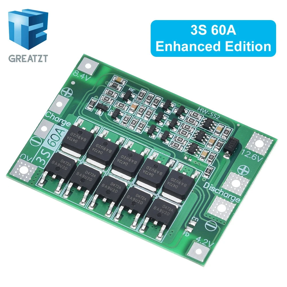 3S 4S 40A 60A Li-ion Lithium Battery Charger Protection Board 18650 BMS For Drill Motor 11.1V 12.6V/14.8V 16.8V Enhance Balance