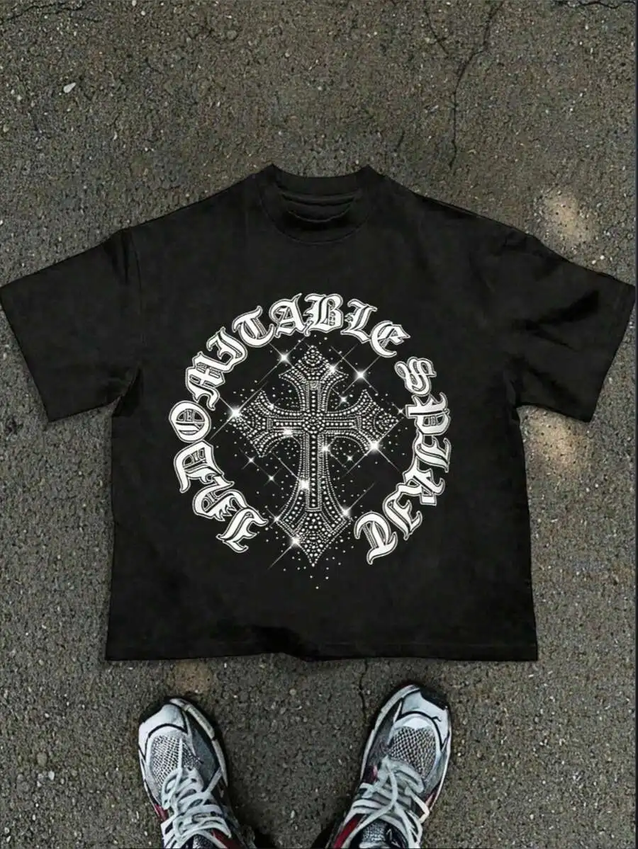 Tween Boy Cotten Clothes,Y2K-Inspired Letter Print T-Shirt - Casual Crew Neck, Short Sleeve, Machine Washable - Perfect For Spri