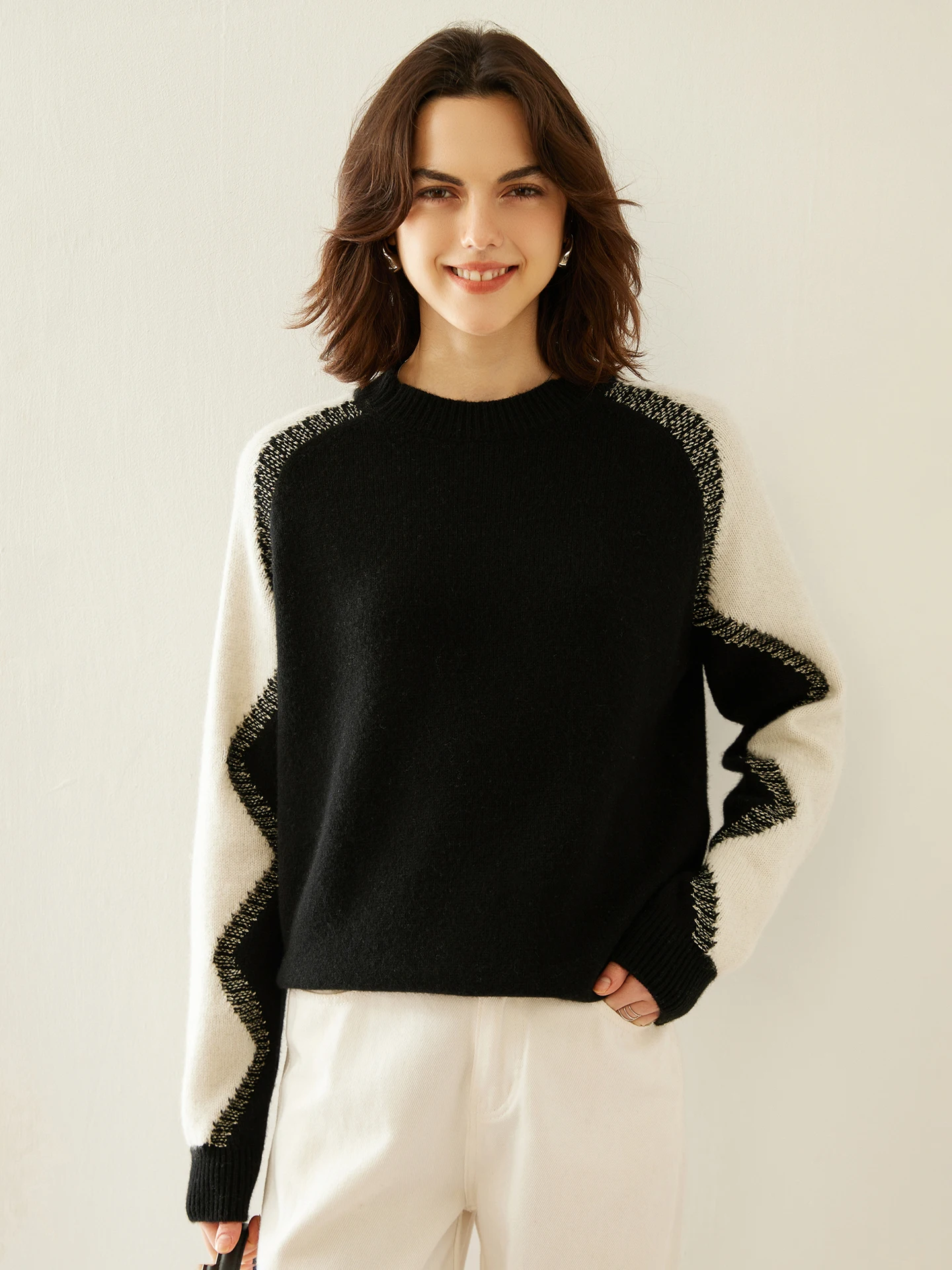 

Light Luxury Winter Woman Sweater New Fashion 100% Cashmere Knitted Loose Pullover Elegant Blouse Lady Long Sleeve Clothing Tops