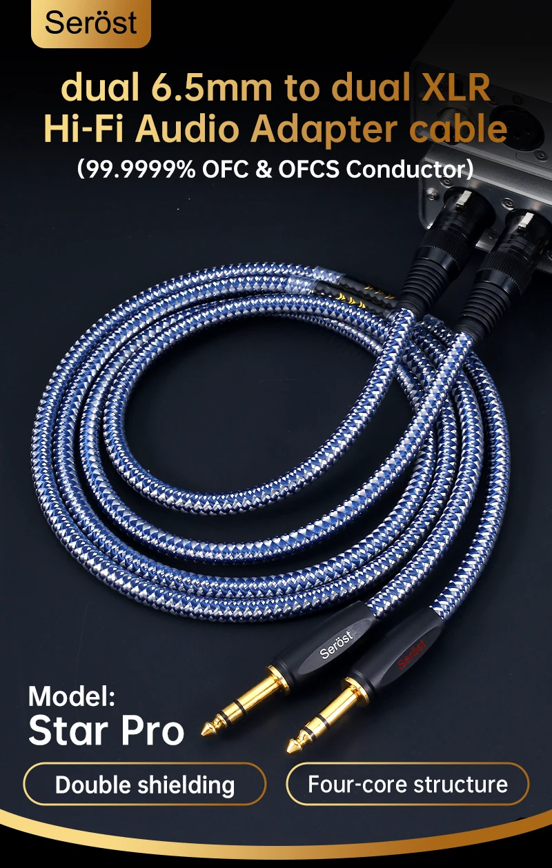 Serost StarPro HiFi 6,5mm Stereo zu XLR Balance Audio-Adapterkabel, versilbertes OFC für Mikrofon, Mischpult, Lautsprecher – Detail 1