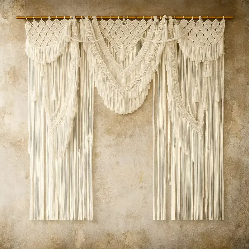 Wedding Backdrop Strech Cotton Macrame Curtain Fabric Drapery Valance for Wedding Decoration Archway Ceremony Party