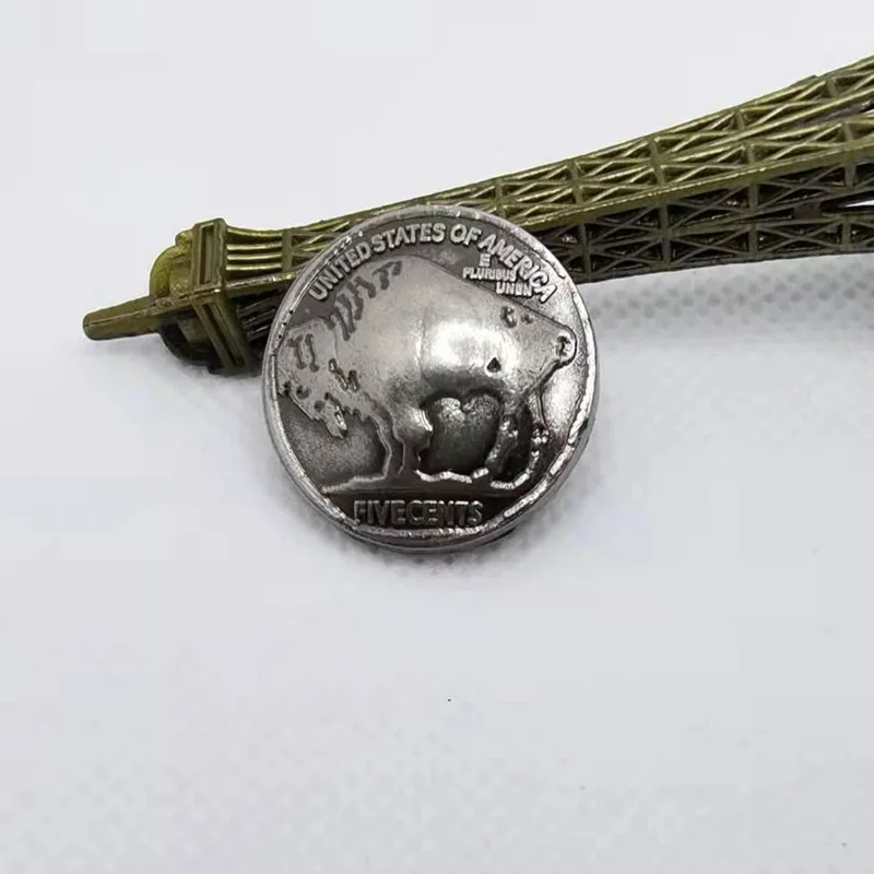 5pc 21.5MM Buffalo Nickel Concho Head Handmade Leathercraft American Coin Belt Conchos Rivet Back