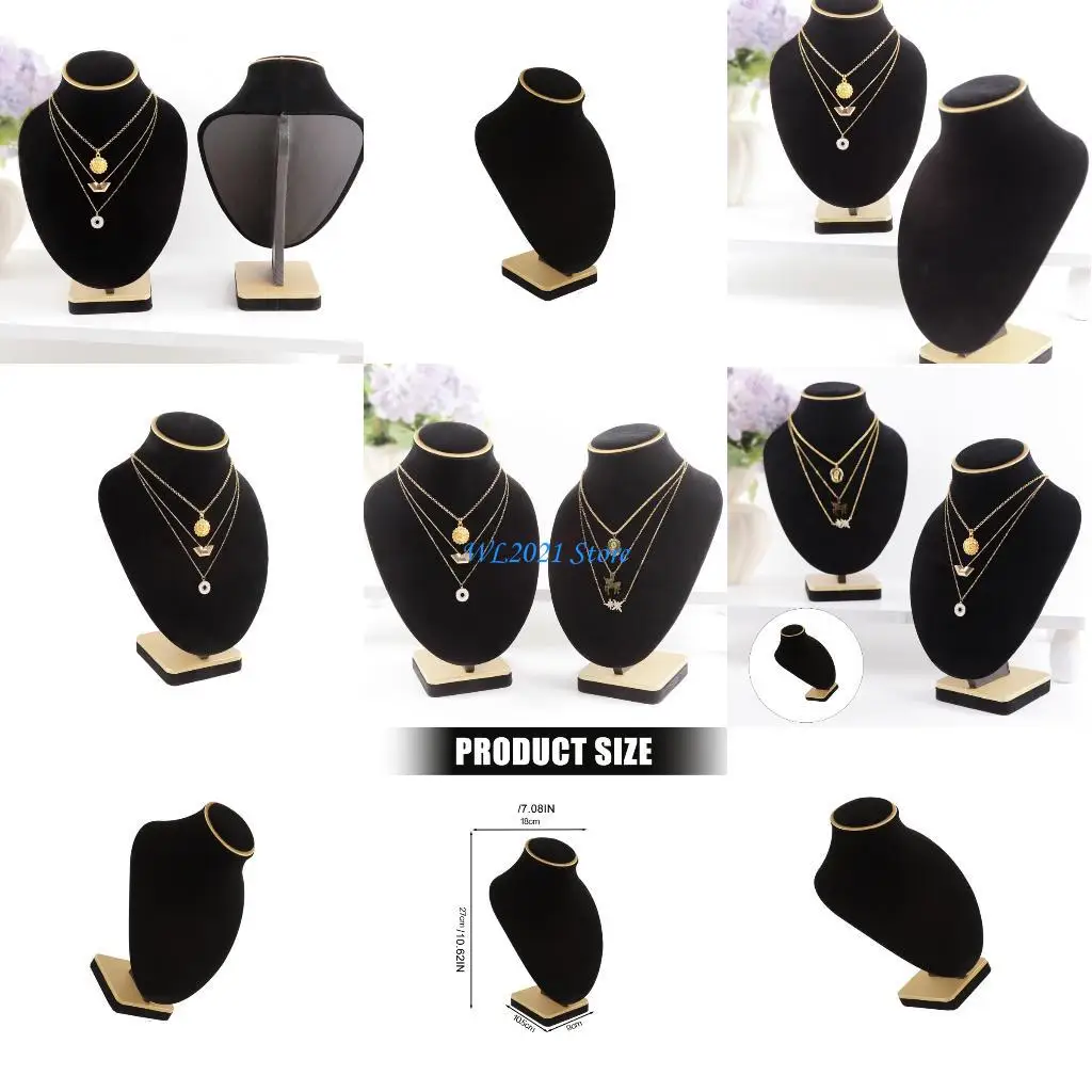 

G5GC Bust Shaped Necklace Holder Velvets Lined Jewelry Stand Stable Exhibition Display For Boutiques Trade Shows