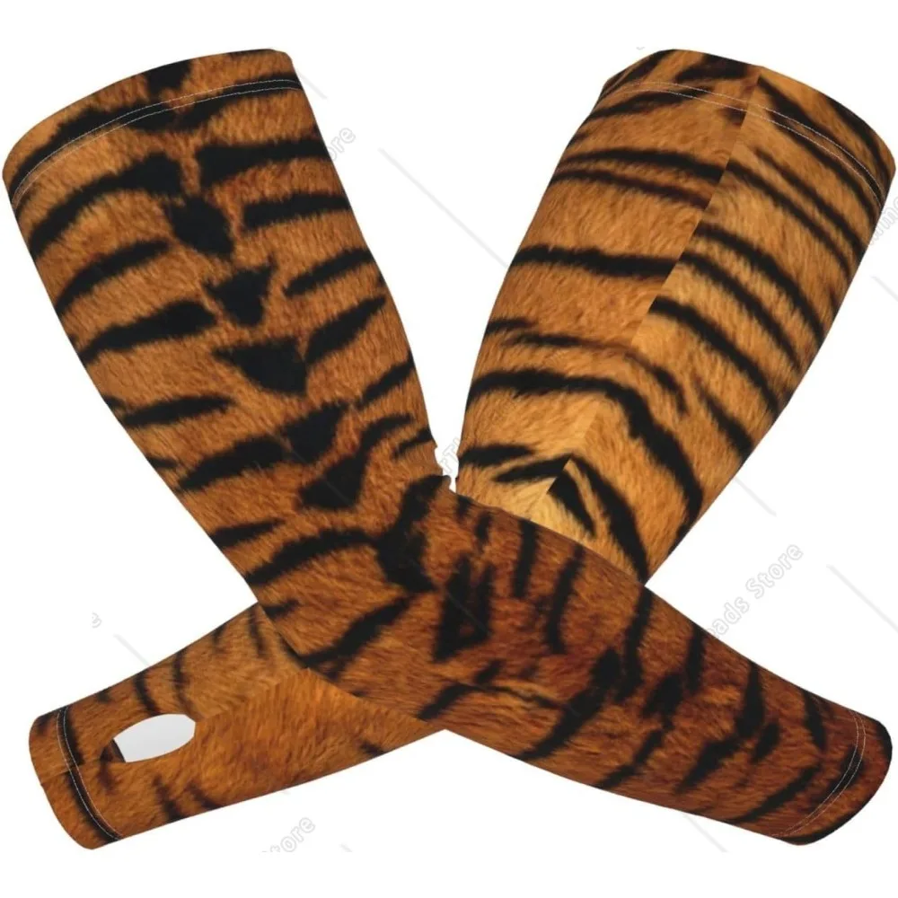 Tiger Print Arm Sleeves Cover Summer Sun Protection Arm Sleeves For Men Women Baseball Cycling Golf Running