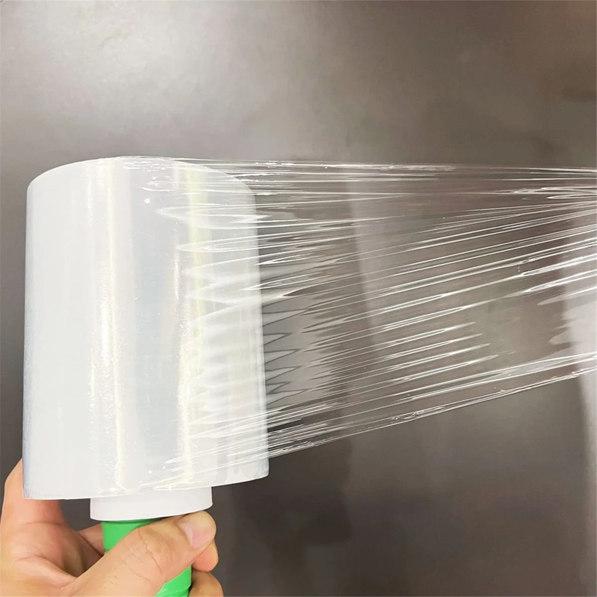 Сейчас в тренде Промышленная прозрачная эластичная пленка 5,1 дюйма 1000 футов для обертки поддонов с пластиковой ручкой, прочная самоклеящаяся упаковка