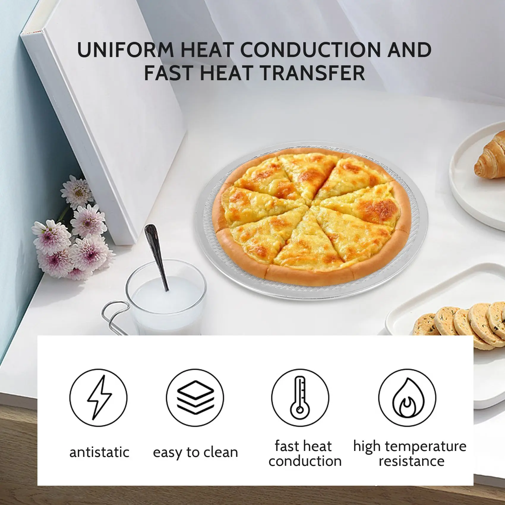 Pizza Screen, Pizza Pan,Pizza Pan for Oven, Pizza Tray, 12 Inch Seamless-Rim Aluminum Non Stick Pizza Screen (2PCS)