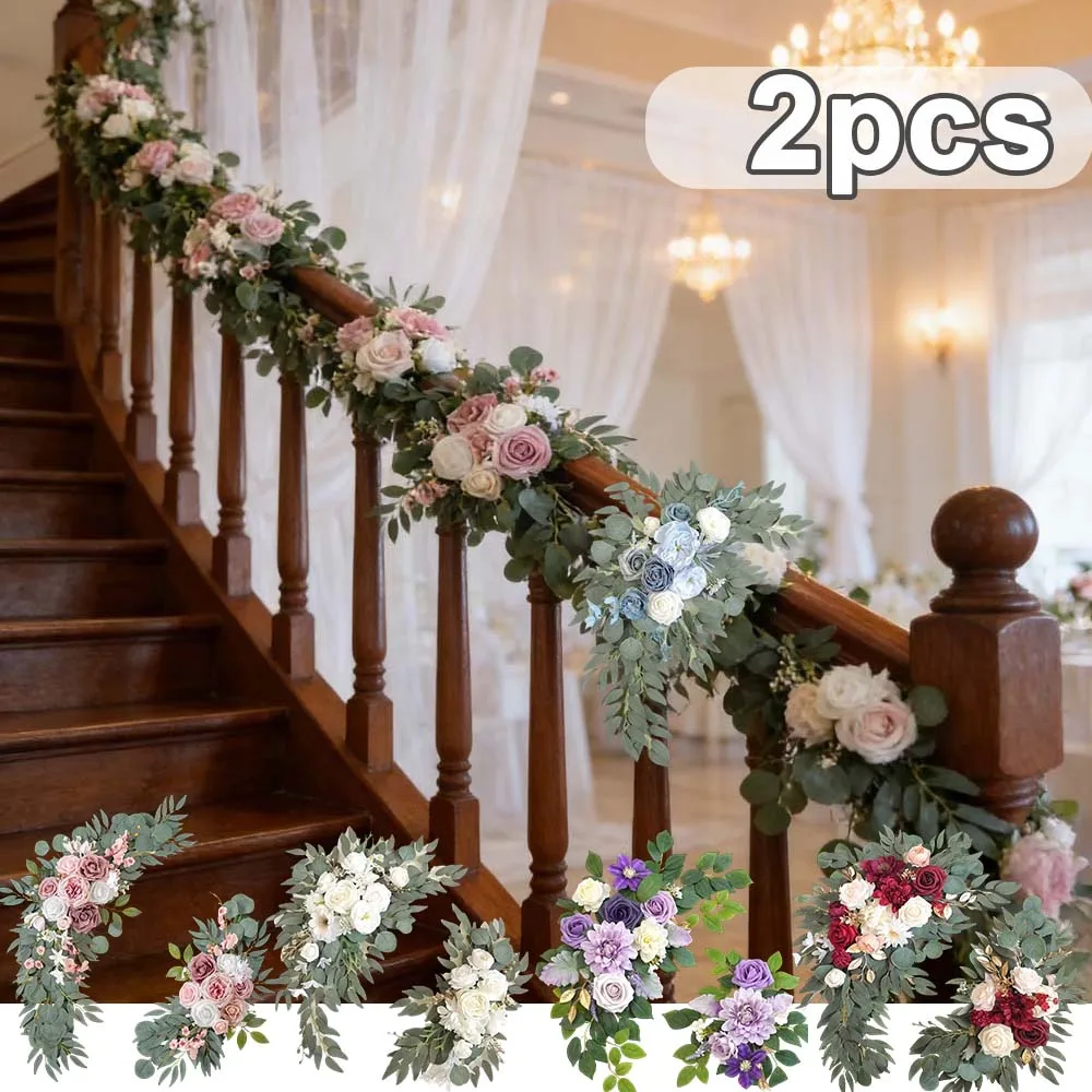 

40/60/70cm Length Artificial Floral Swag Wedding Arch Hanging Fake Flowers Decor for Party Event Welcome Sign 2pcs Mariage Декор