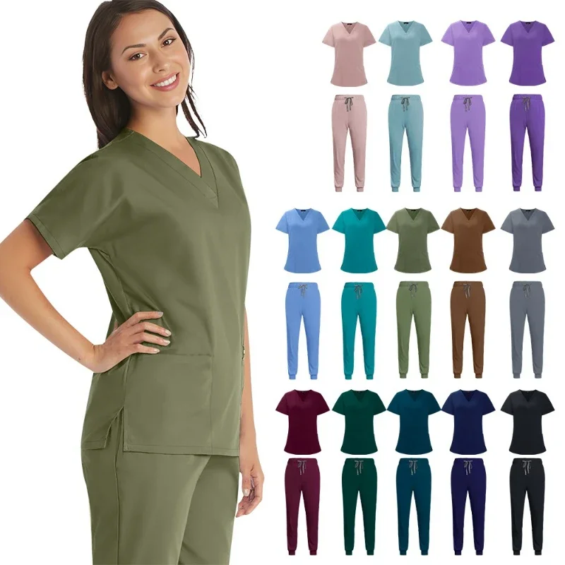 women's-short-sleeve-medical-scrubs-set-comfortable-uniform-soft-workwear-for-doctors-nurses-hospital-clinic-and-medical-staff