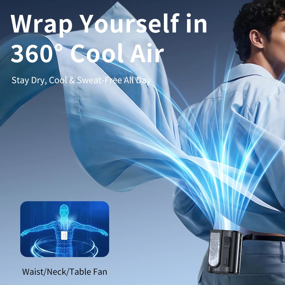 Portable Semiconductor Waist Clip Fan H16 7000mAh 120 Speeds