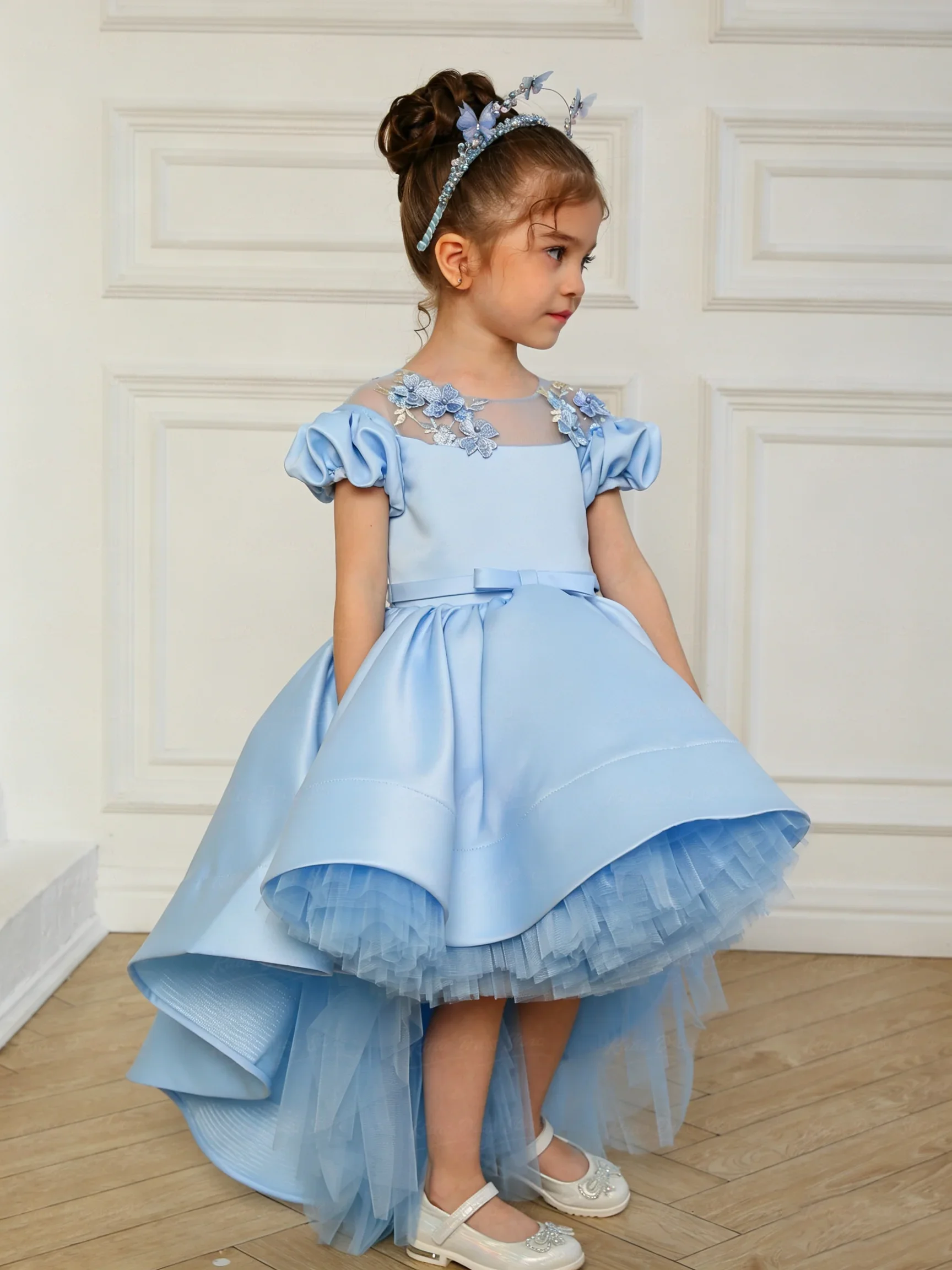 Custom Luxury Dress Women Wedding Guest Dress Girls Wedding Gown Luxurious Birthday Party Dress Pageant Runway Satin Puff Flower