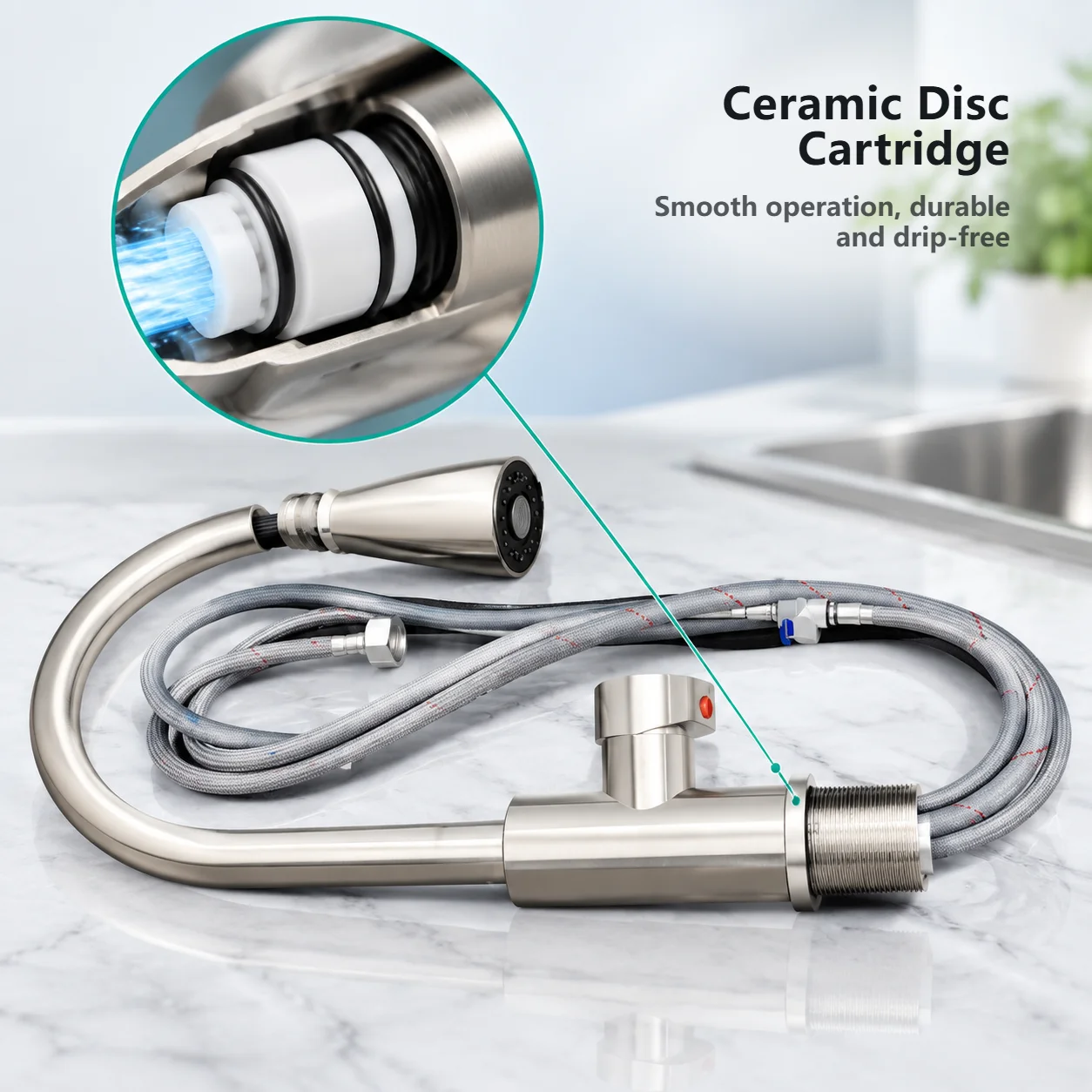 Kitchen Faucet Sprayer Head 360° Rotatable Anti-Splash Water Nozzle Flexible Extension Hose Sink Tap Aerator Adapter for Home Ki