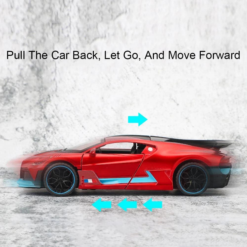 1:32 스케일 디보 볼라이드 미니어처 모델 장난감 다이캐스트 합금 스포츠카 문 열림 소리와 빛 풀백 차량 소년 생일 선물