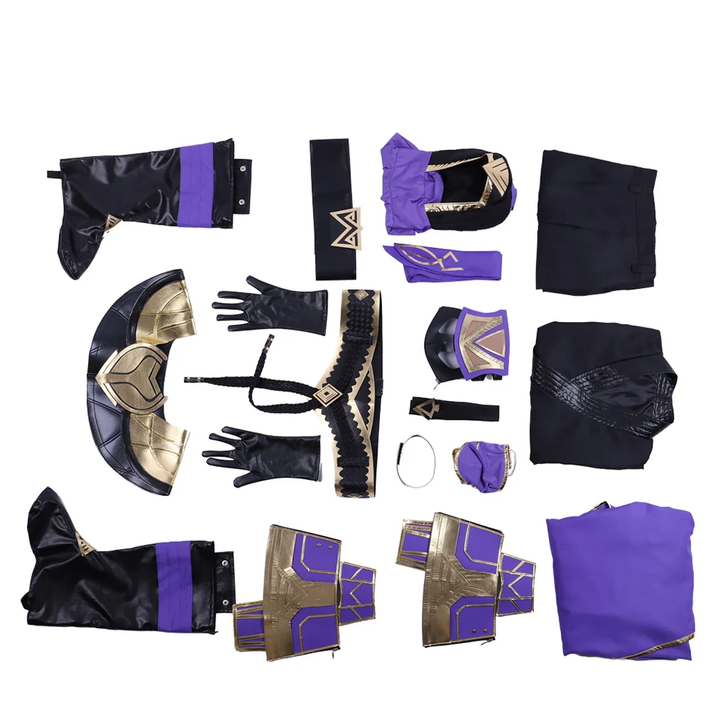 Game Mortal Kombat 11 Rain Cosplay Costume Adult Men Purple Battle Uniform Suits Halloween Carnival Party Outfits Custom Made