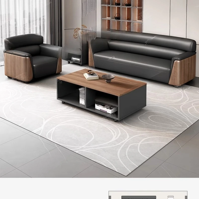 Office business sofa leather lounge area VIP reception negotiation meeting room office sofa coffee table combinationFurniture su