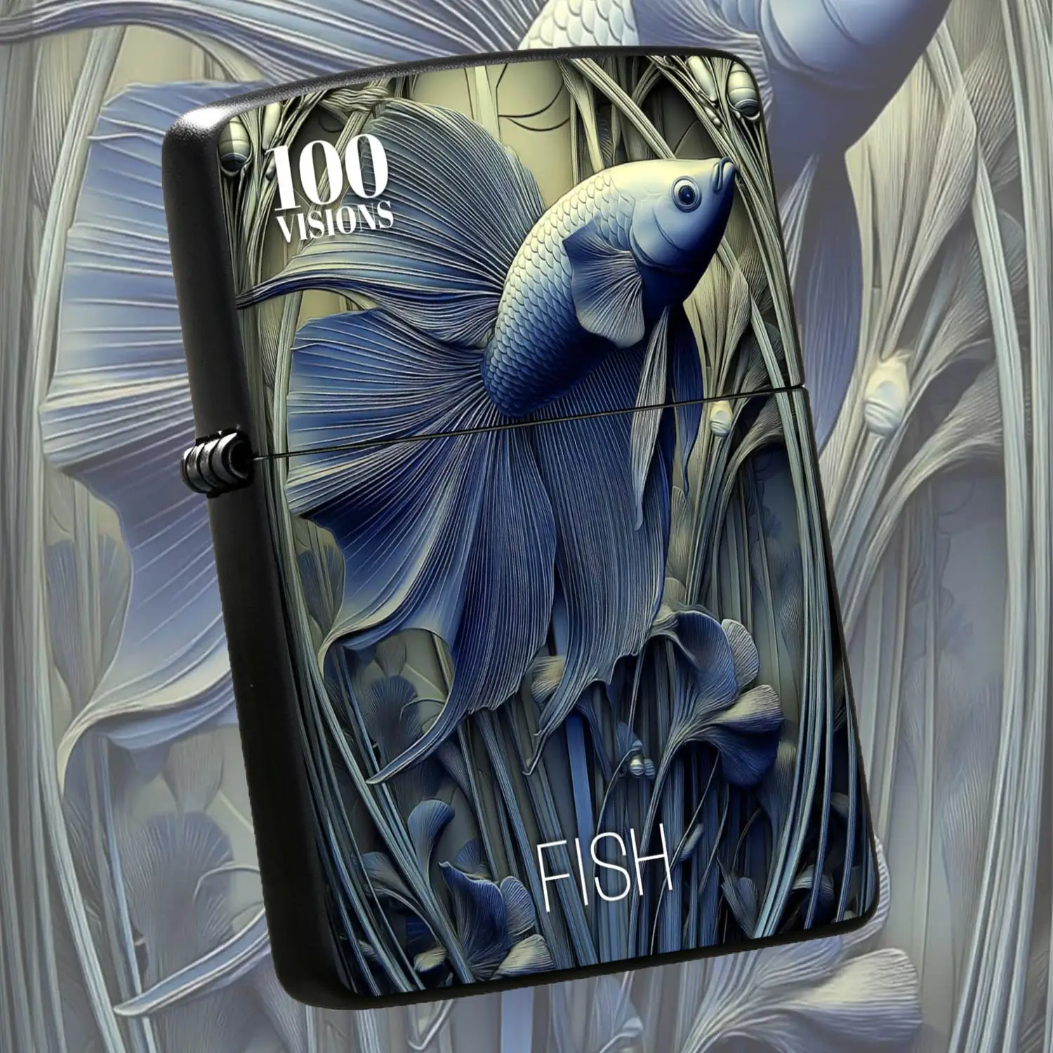Exquisite Artistic Betta Fish Pattern Lighter, Retro Art Nouveau Streamlined Aquatic Plants Decorative Lighter, Portable Stylish Versatile Accessory for All Daily Scenarios, Unique Aesthetic Gift for Friends Family Art Lovers A Humorous An