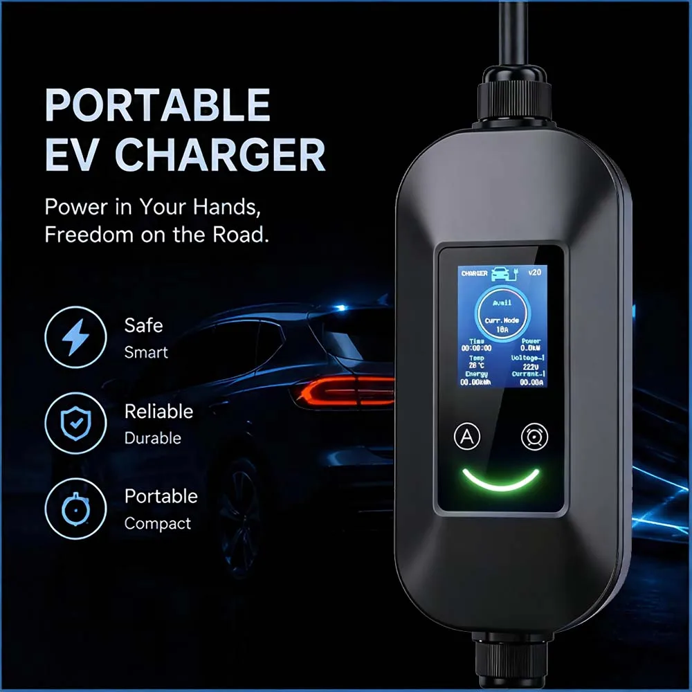 Teschev EV Charger Type 2 11kW 16A 3-Phase Charging Cable Electric Vehicle Charger CEE Plug to Type 2 with Adjustable Current