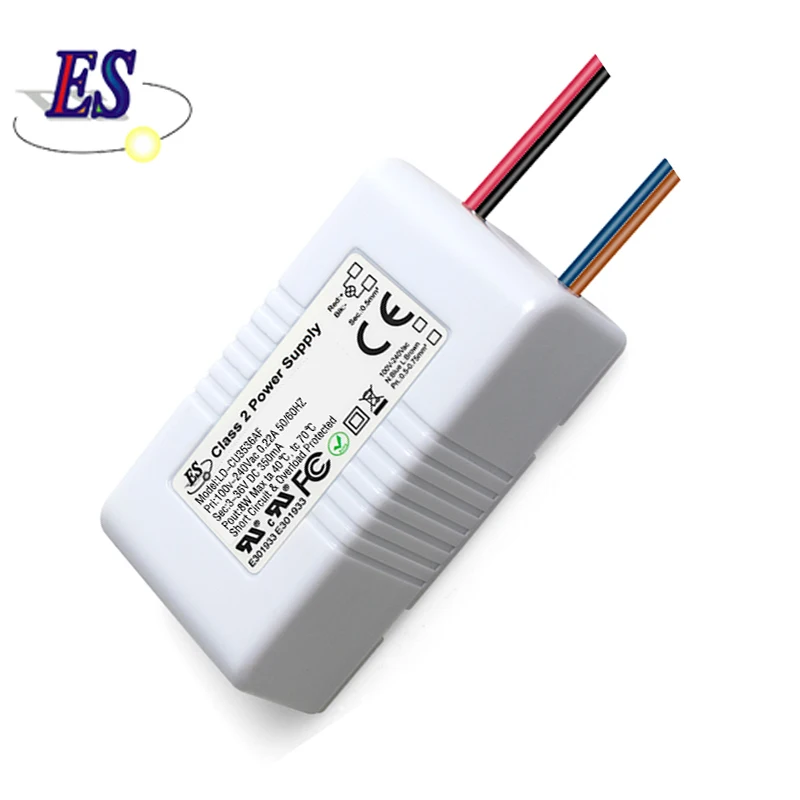 ES Driver 3-8W AC/DC Constant current 350mA LED downlight transformer LED store lights Power Adapter  CE UL ROHS certification