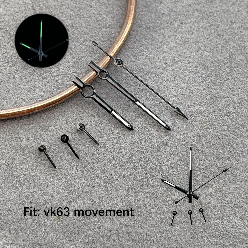 13.8*13*8.8*3.5 مللي متر 6 الأيدي الأخضر ليلة ضوء وزارة الدفاع أجزاء ساعة الأيدي مناسبة ل Seiko VK63 دايتونا حركة الكوارتز الفضة الوردي #6