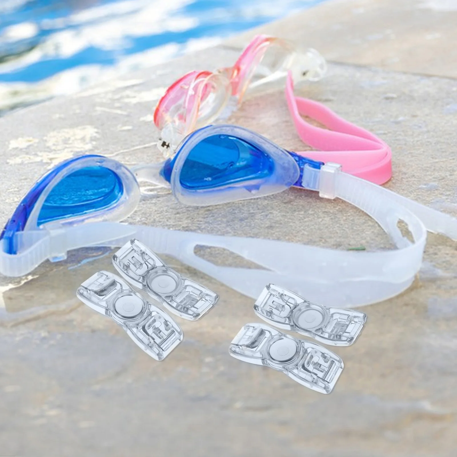 

4pcs Swim Buckle Clip Retainer Plastic Buttons for Strap Adjusters Durable Snap Fit goggles Connector Design